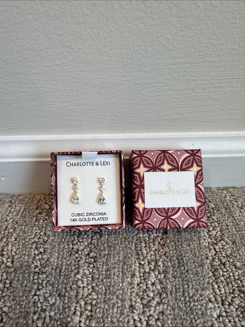 Gold-Plated Cubic Zirconia Drop Earrings